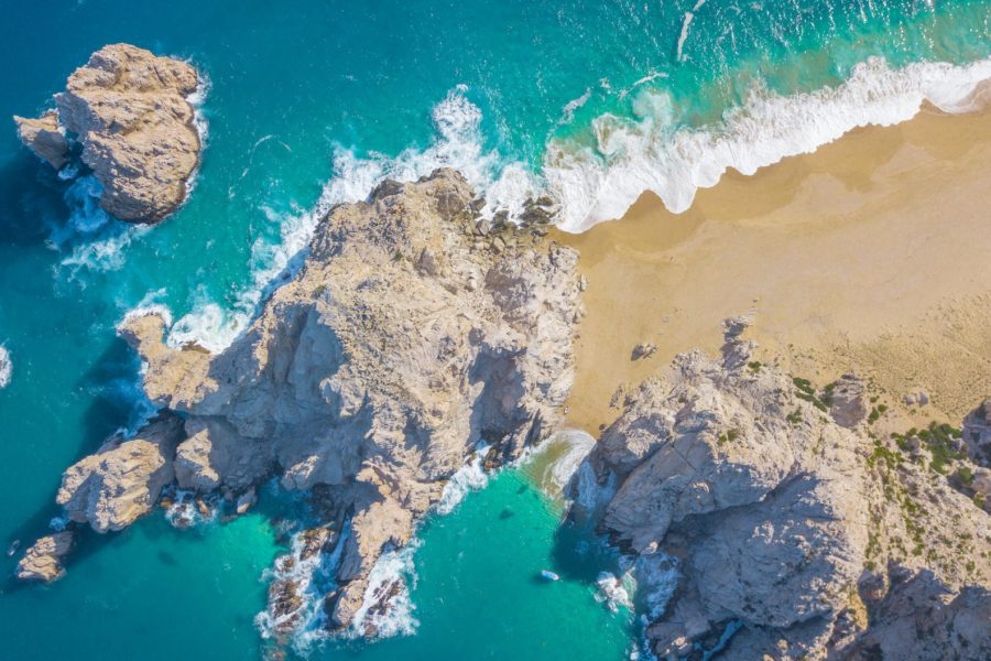 aerial shot of an island